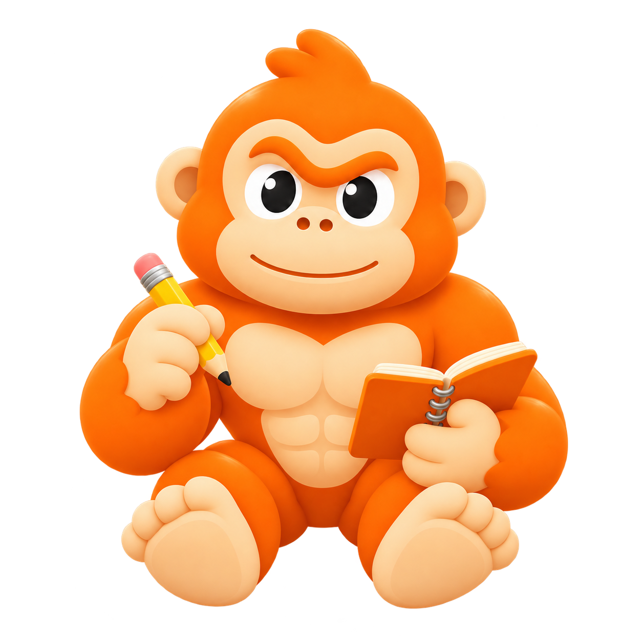PushBro mascot taking notes